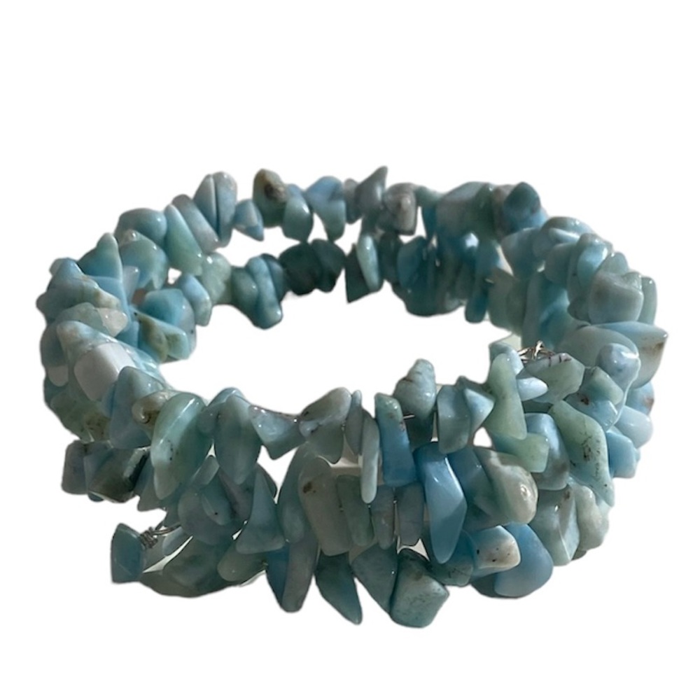 Handcrafted Larimar wrap bracelet